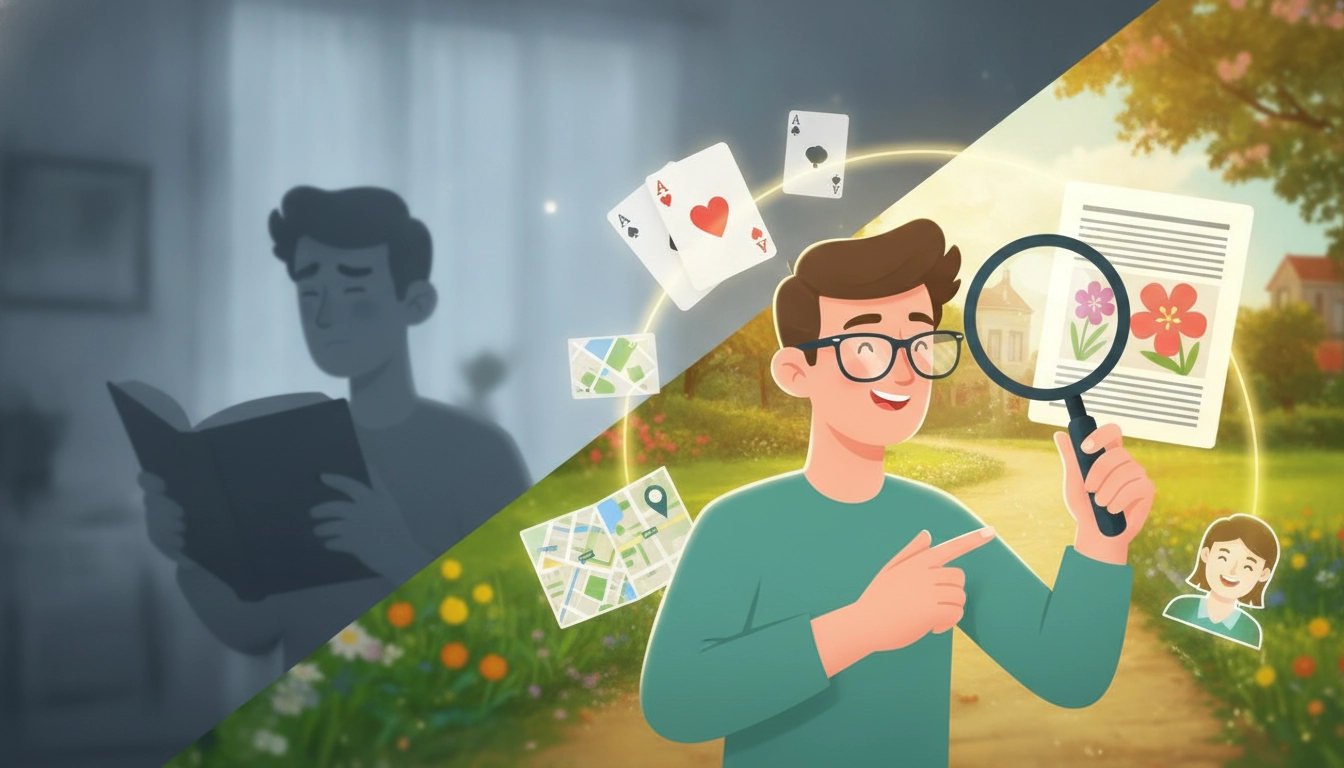 Une personne utilisant une loupe électronique pour lire un livre, illustrant comment améliorer la qualité de vie d'un malvoyant grâce aux aides visuelles grossissantes.
