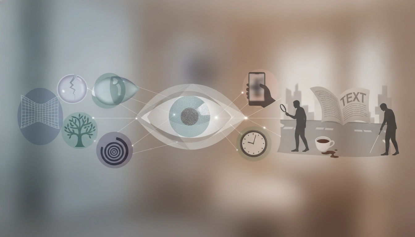 Illustration des principales causes malvoyance et leur impact sur la vision humaine