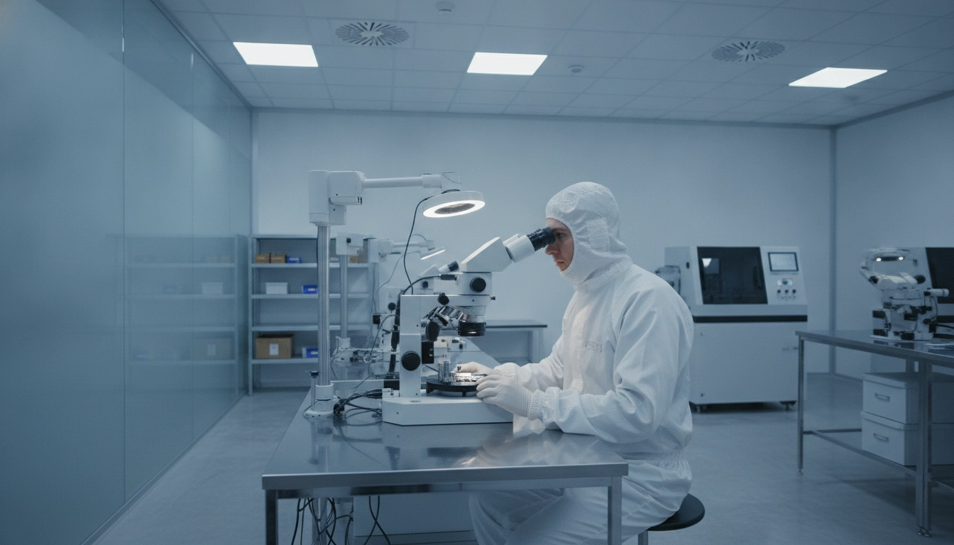 Un expert vérifiant une pièce mécanique, étape clé pour comment mettre en place contrôle qualité visuel atelier production