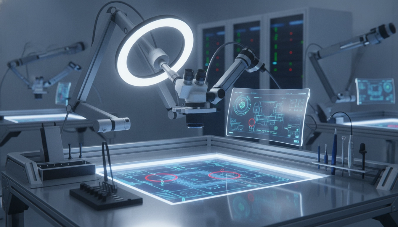 Poste de travail optimisé pour le contrôle qualité visuel en industrie