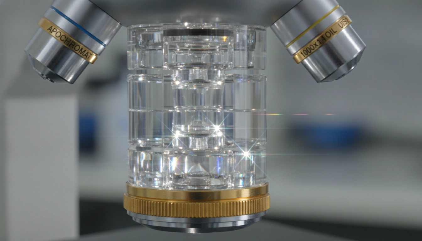 Gros plan sur des cristaux fluorite optique avantages instruments grossissement haute performance