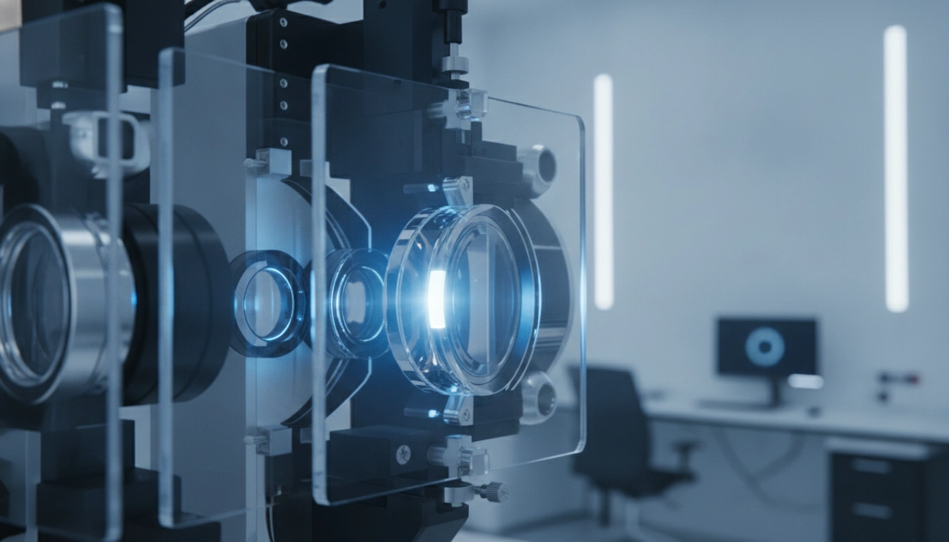 Utilisation d'un instrument optique avec lentilles en cristal de fluorite en laboratoire