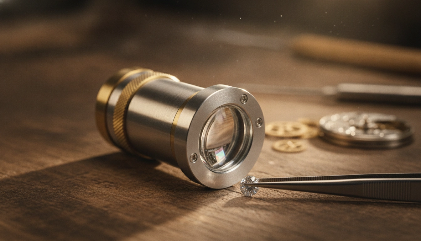 Détail des critères techniques choisir loupe de précision qualité optique sur un établi d'horloger.