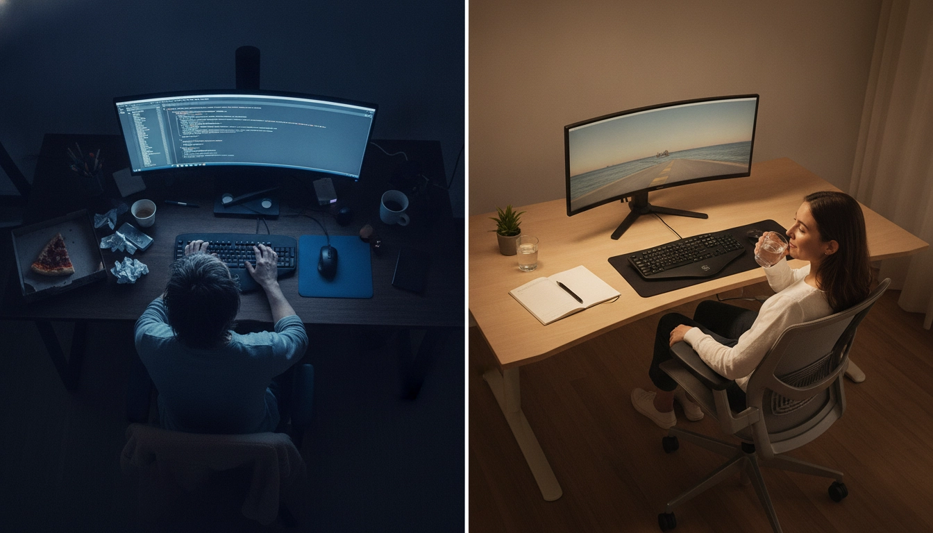 Comparaison d'un environnement de travail aggravant versus optimisé pour les exercices yeux pour réduire la fatigue visuelle au travail