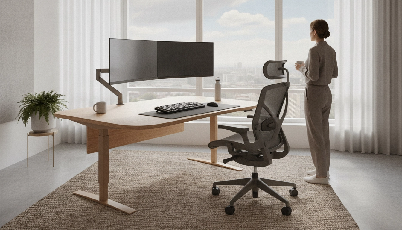 Aménagement ergonomique d'un poste de travail pour limiter la fatigue oculaire.