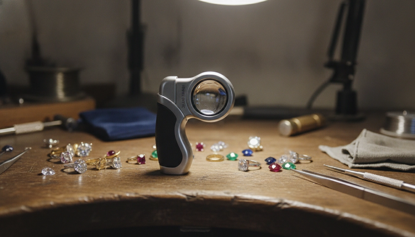 Loupe de joaillier grossissement idéal 10x pour sertissage professionnel sur établi de bijoutier