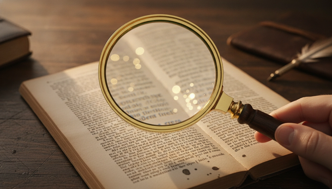 Loupe de précision avec fort grossissement loupe posée sur un livre ouvert