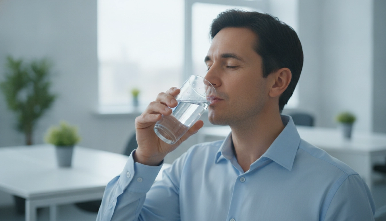 Une personne s'hydratant pour renforcer l'hydratation et sécheresse oculaire lien avec la santé des yeux