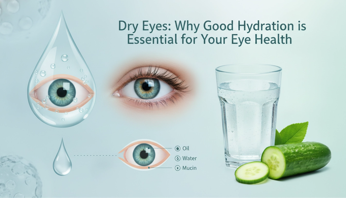Une personne buvant un verre d'eau pour illustrer l'hydratation et sécheresse oculaire lien avec la santé des yeux