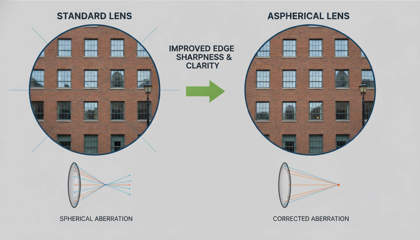 Comparaison visuelle de la netteté avec une lentille asphérique.