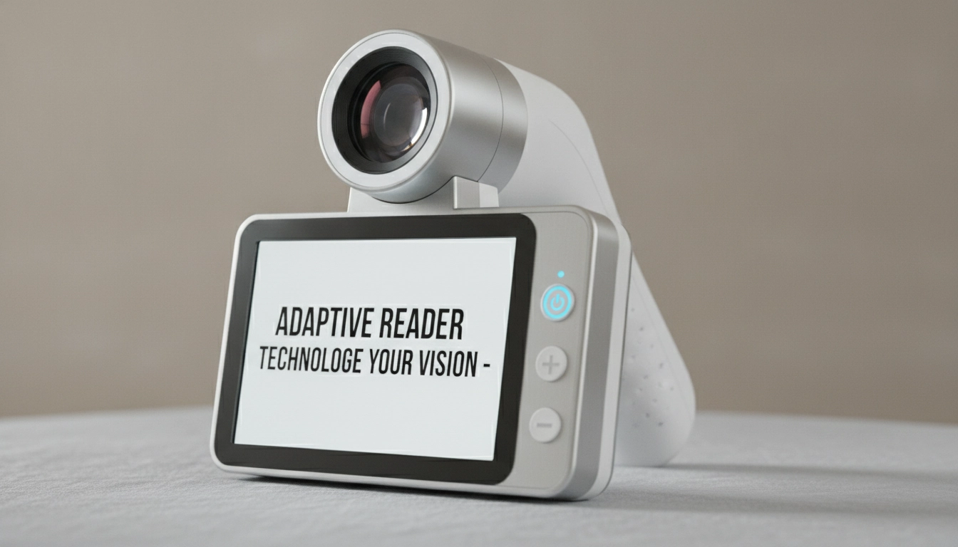 Loupe électronique connectée pour malvoyants montrant comment elle fonctionne avec son écran d'affichage et caméra haute résolution