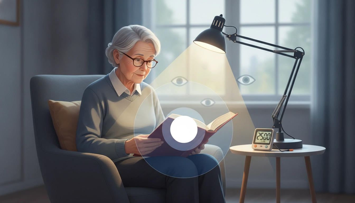 Lampe de bureau ergonomique fournissant le lux recommandé éclairage lecture malvoyant idéal pour le confort visuel.