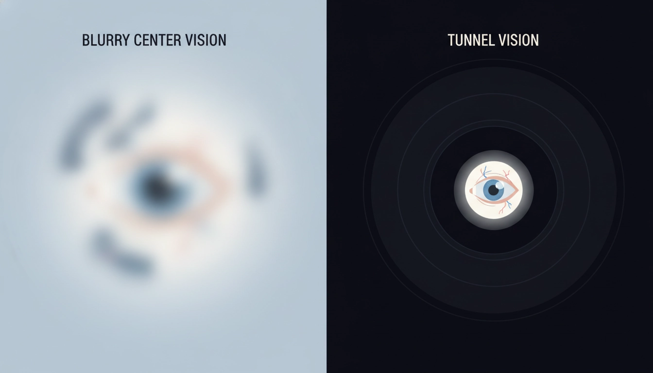 Explication visuelle de la malvoyance centrale versus malvoyance périphérique pour mieux comprendre les symptômes.