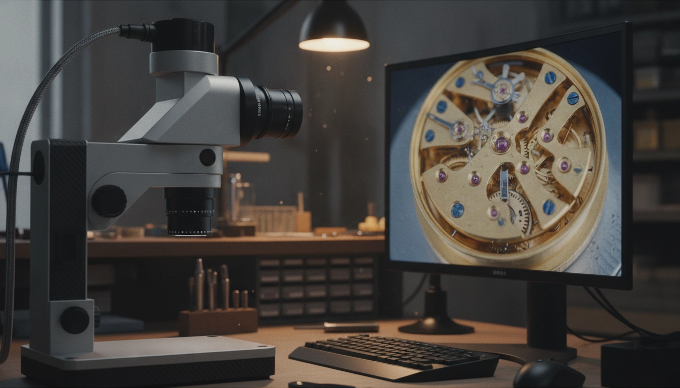 Détail d'un microscope précision numérique caméra intégrée avantages professionnels dans un environnement industriel