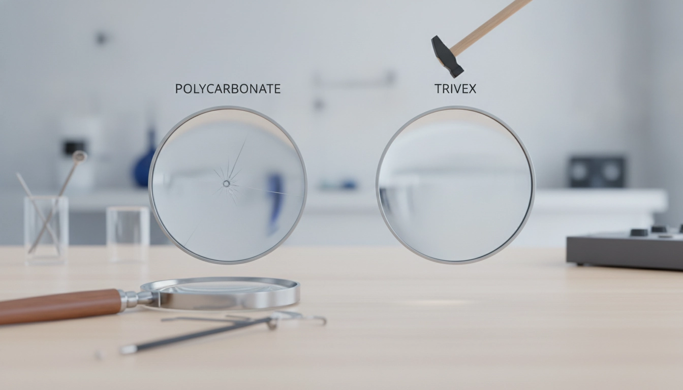 Comparaison technique des matériaux polycarbonate vs trivex lentille loupe pour un choix éclairé.