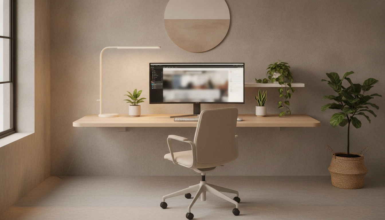 Espace de travail ergonomique avec un bon éclairage pour réduire la fatigue oculaire et protéger la santé visuelle