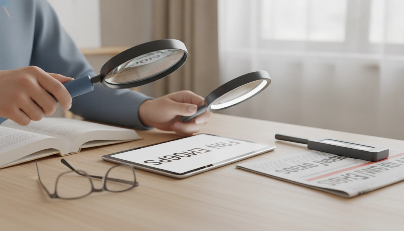Homme lisant avec une loupe pour démontrer quel grossissement choisir pour lire confortablement