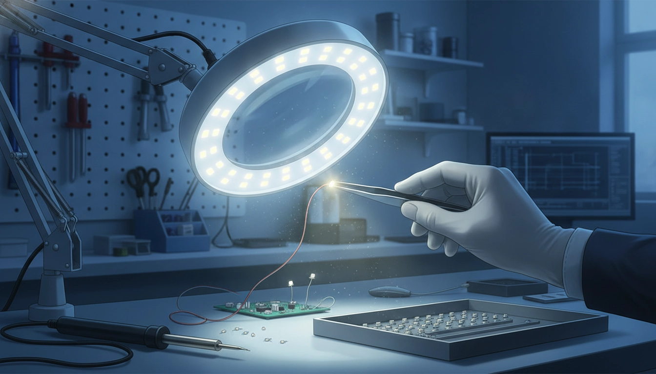 Explication visuelle sur le remplacement LED loupe grossissante quand et comment intervenir en toute sécurité