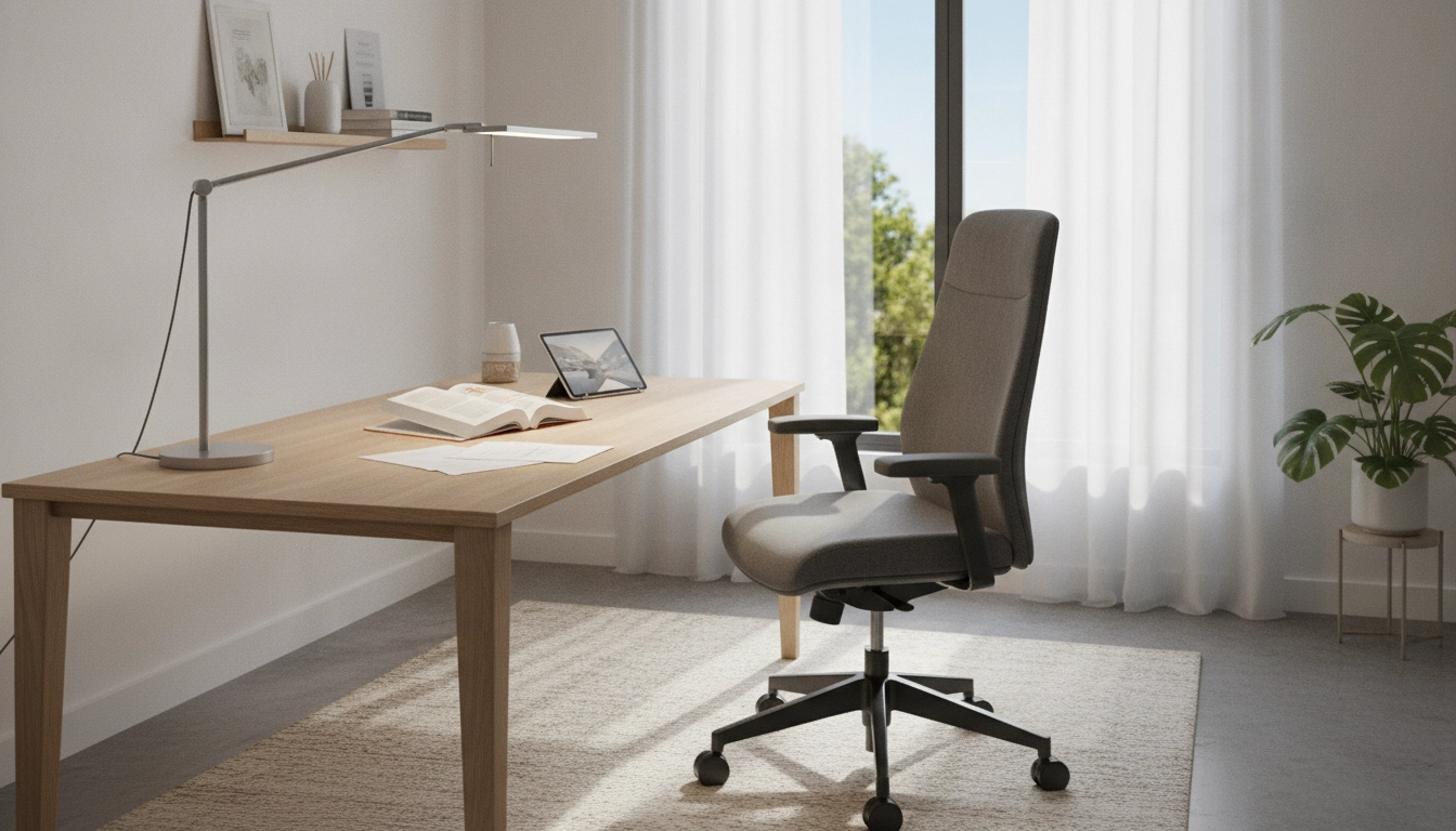 Bureau de lecture avec lampe LED à température de couleur neutre pour un éclairage journée sans fatigue oculaire