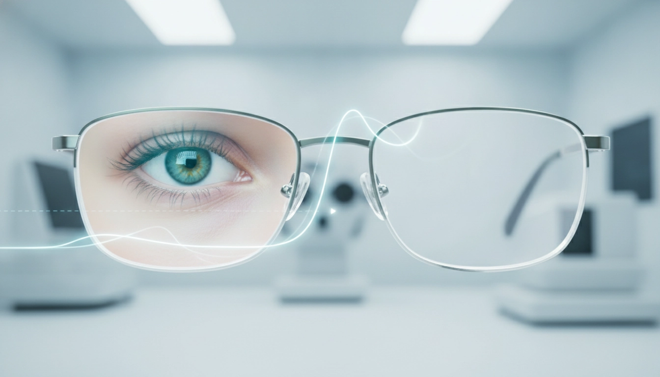 Lentille optique traitement antireflet nouvelle génération vue en coupe microscopique montrant les couches de dépôt