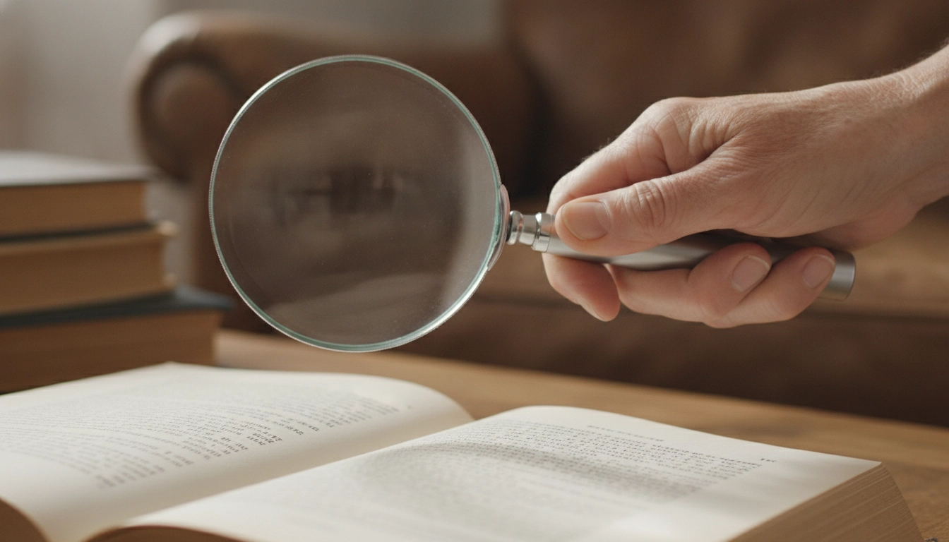 Utilisation quotidienne de l'un des types de loupes de lecture pour seniors autonomie quotidienne.