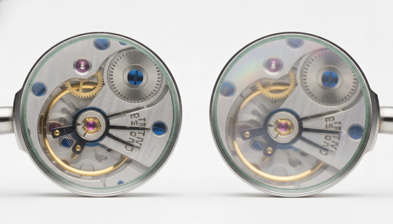 Comparaison visuelle d'une loupe à verre optique minéral versus organique pour loupe grossissement montrant la différence de clarté et de qualité optique